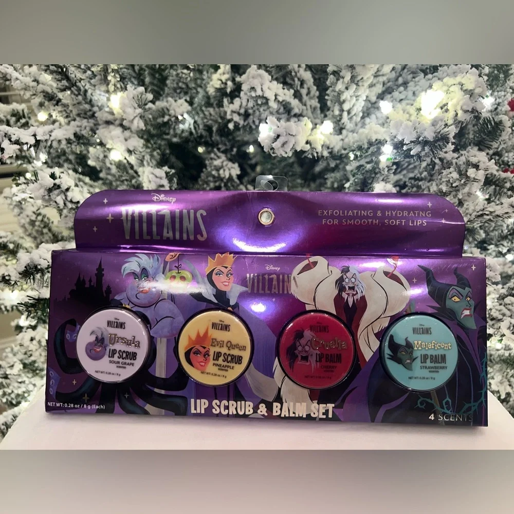 Disney Villains Lip Scrub & Balm Set – 4‎ Scents – New!